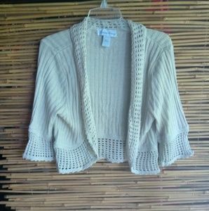Fashion Avenue L Creme Bolero Shrug Sweater